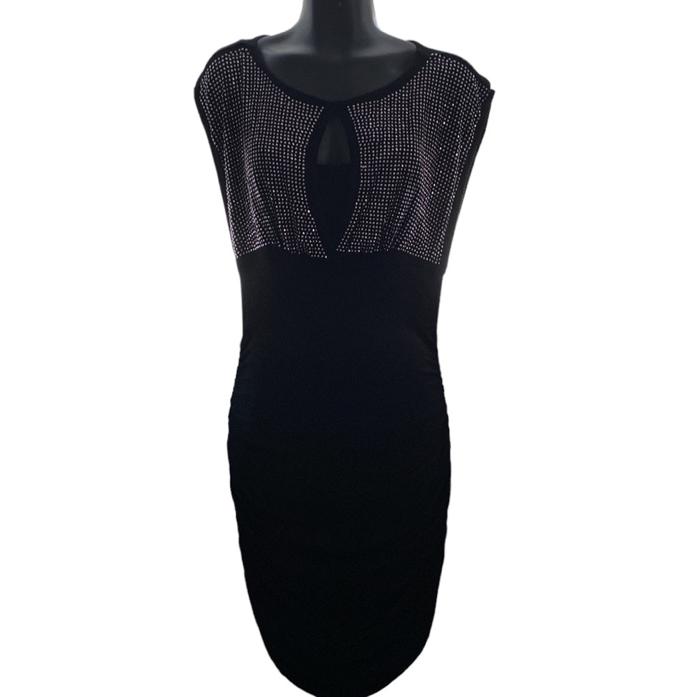 S-twelve black bodycon dress with rhinestones size medium